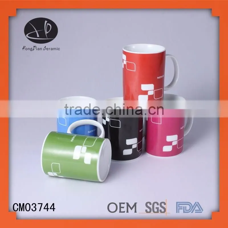 White coloful sublimation mug,logo printing coffee mug,promotional mugs