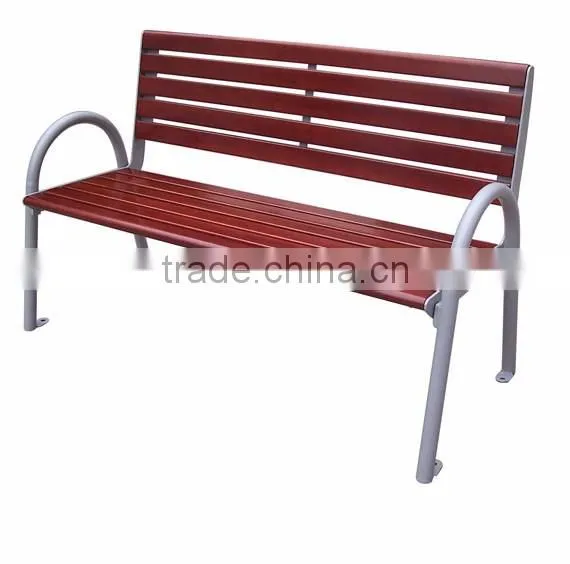 steel and wood patio bench