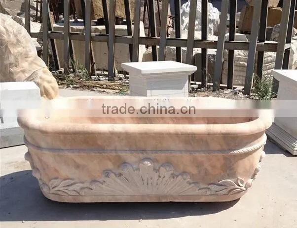 Half Hand Carved Freestanding Stone Bathtub