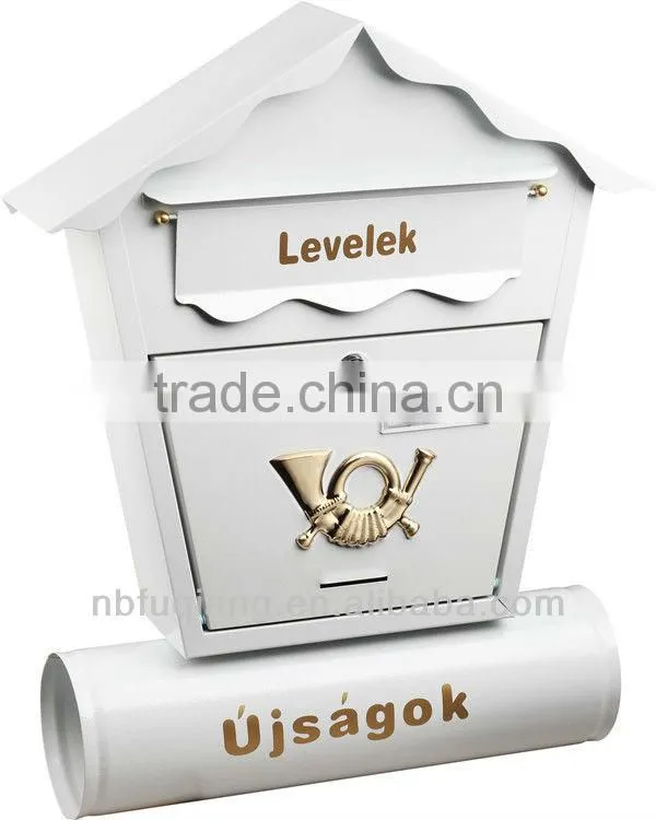 FQ-101 Wall mounted cast iron mailbox with paint coating metal mailbox of newspaper tube