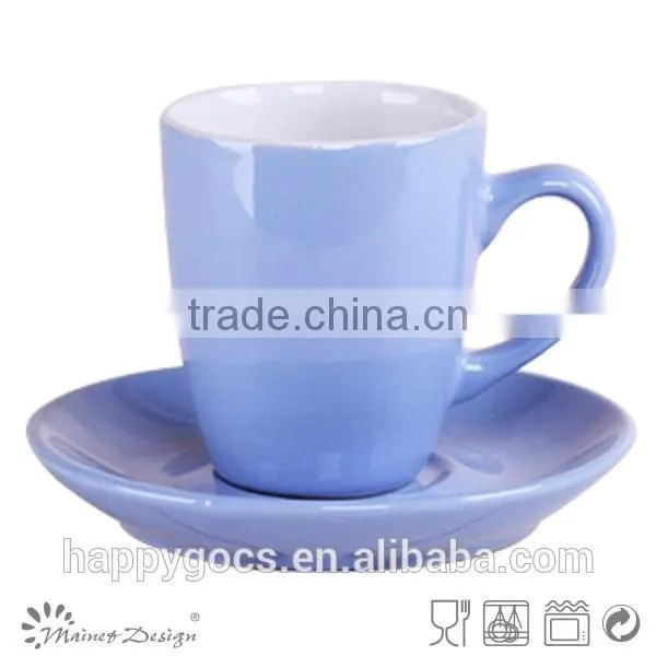 3oz Solid shining color glazed coffee cup and saucer
