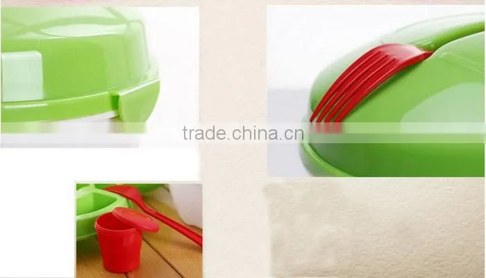 high quality kitchen product wholesale plastic salad bowl with lid and fork