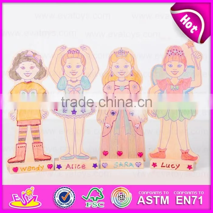 2016 new design children wooden diy drawing toy W03A084