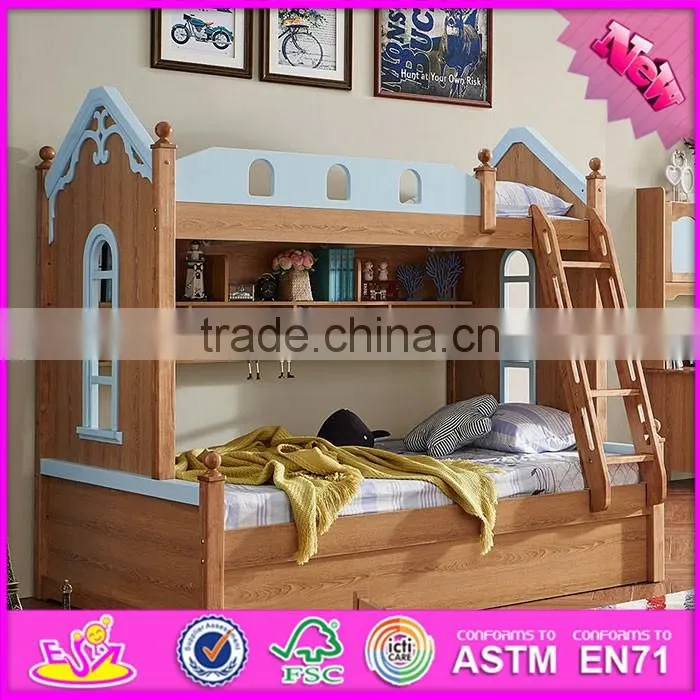 2016 wholesale modern wooden children bunk bedroom designs W08H043