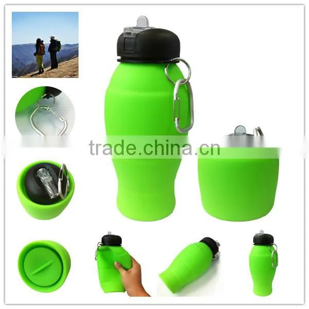 Mordern design BPA free silicone folding sports water bottle