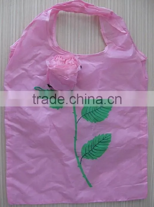 fashion colorful foldable rose nylon shopping bag