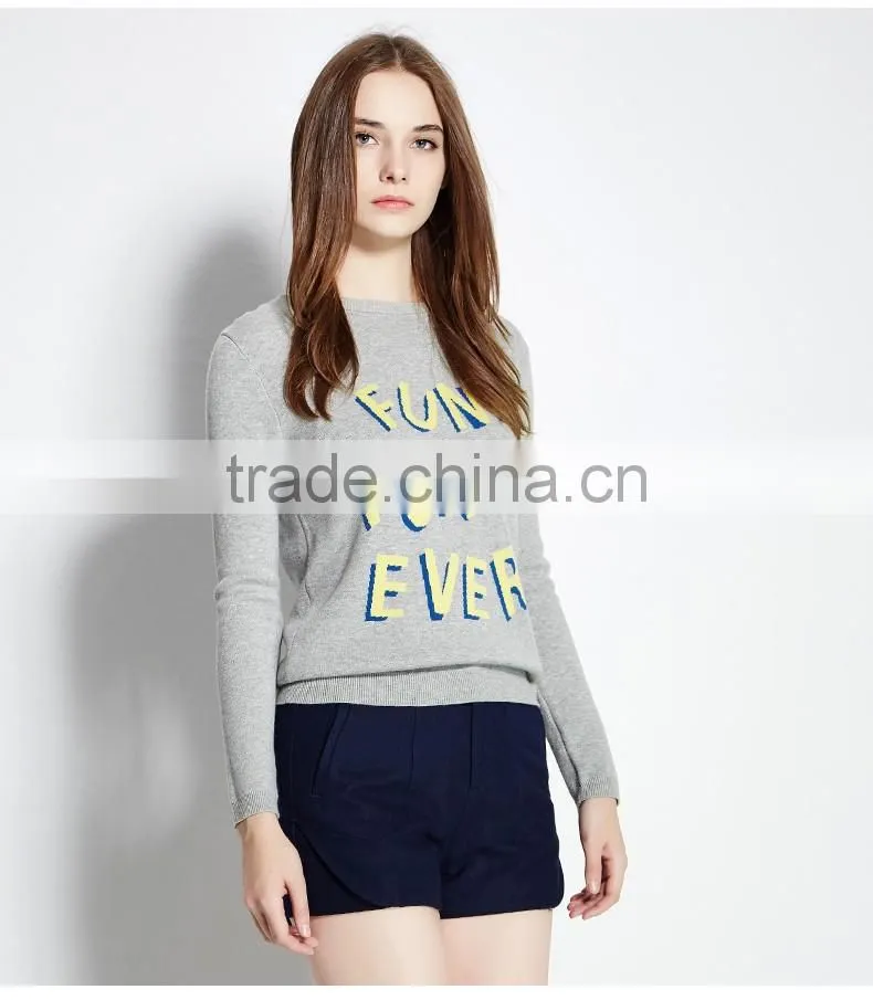 latest design ladies sweater printing woman knitted sweater