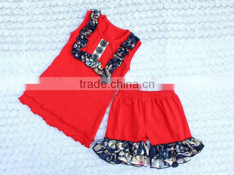 Wholesale Red Baby Cotton Night Suits With Button Decoration