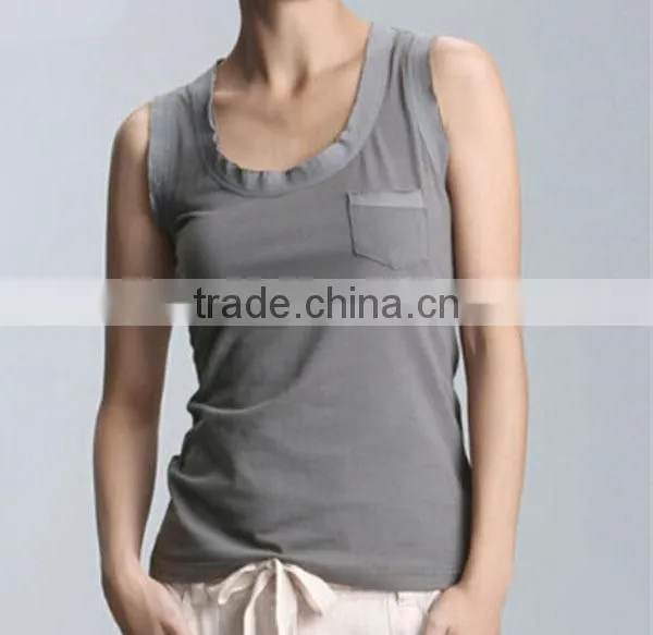 Wholesale plain style 100% cotton fashion slim fitted wholesale womens tank top