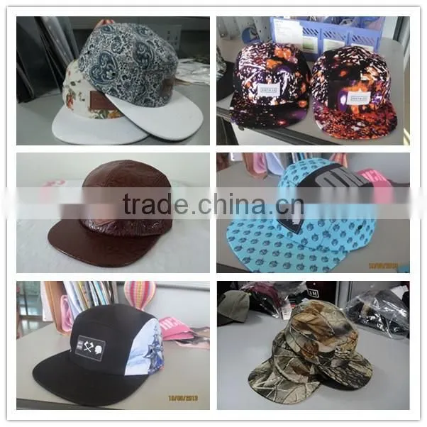 Yellow black white leather patch fashion custom 5-panel wool cap