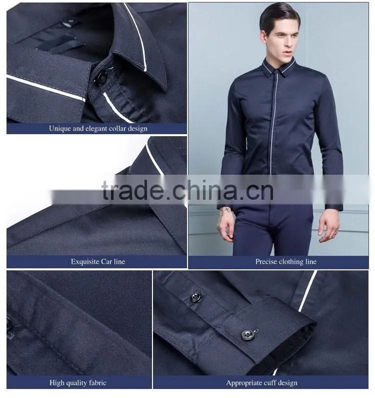 New Design Navy Colour Italian Shirt Men Long Sleeve 2016