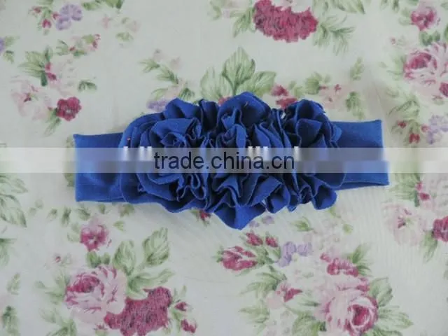 Lovely Baby Girls Hair Accessories Three Flower Elastic Headband Many Solid Colors Choice