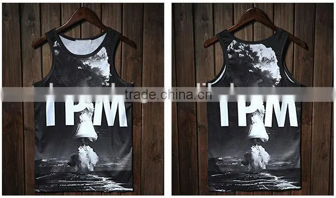 men's black white 100% cotton polyester singlet