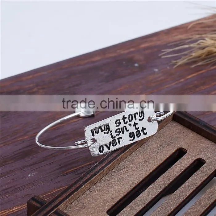 Bangles Bracelets Silver Plated Rectangle Semicolon " my story isn't over yet "