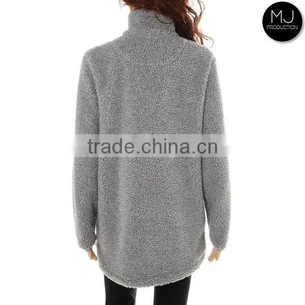 Factory Winter Cozy Women Blank Sherpa Fleece Pullover