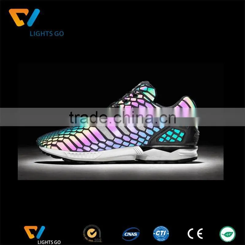 2016 hot sell flash colorful rainbow reflective fabric for cloth