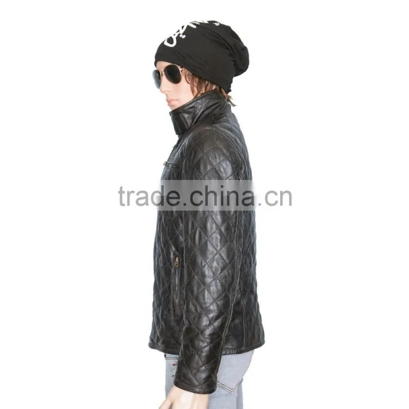 QUILTED MEN LEATHER JACKET MADE OF SHEEP LEATHER