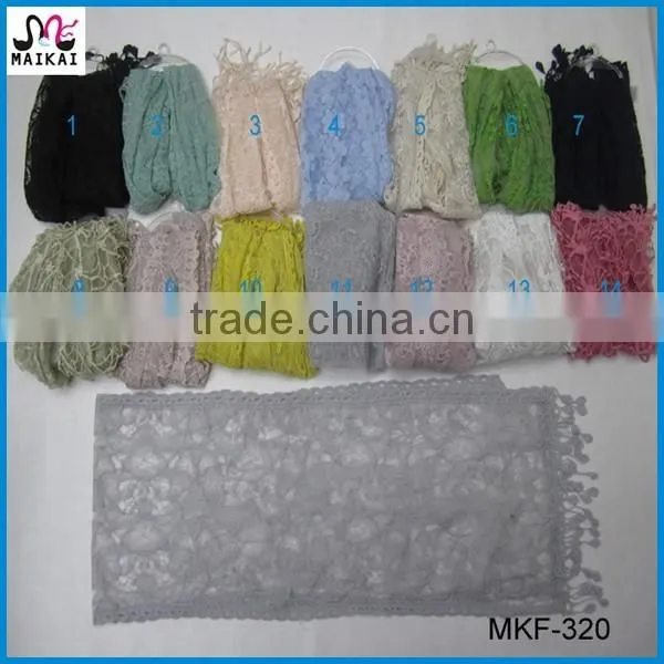 Wholesale korean fashion women lace embroidered scarf