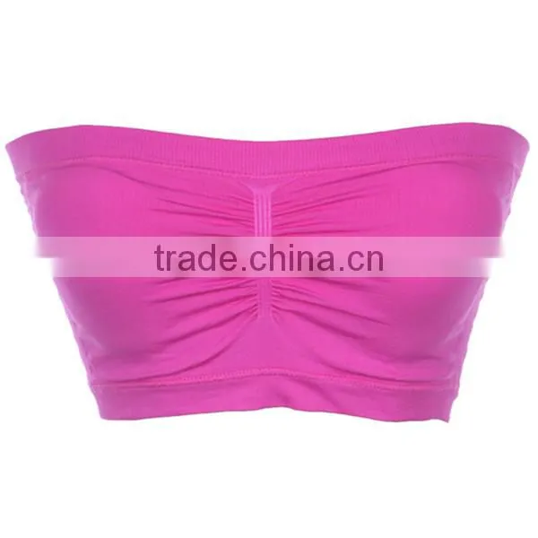 Seamless Spandex Layering PADDED BRA BANDEAU Crop Tube Top Strapless ONE SIZE-2
