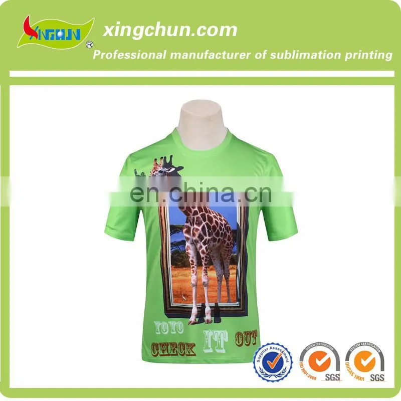 Giraffe 100% polyester wholesale Custom dye sublimation 3d animal t-shirts with seamless workmanship