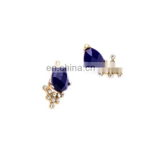 Emerald blue crystal glass drop earrings zircon ear jackets fashion jewelry