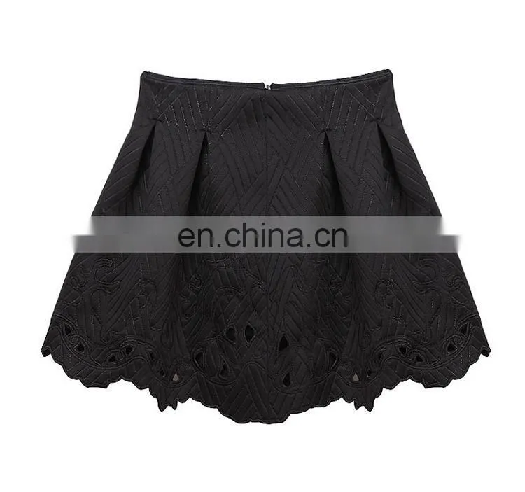 2014 new design winter character embroidery black mini skirt