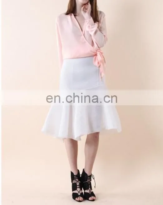 Relaxed Self-tie Wrapped Top in Pink
