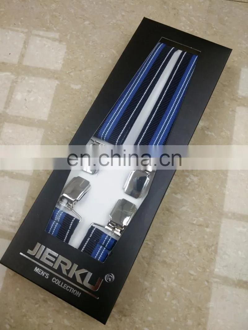 Fashion high quality 4 heavy clips mens suspenders x back adult suspenders