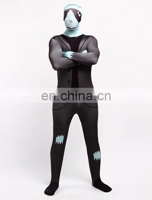 Dark Gray Business Zentai Second Skin Pilot Tuxedo Suit Fancy Dress Costume