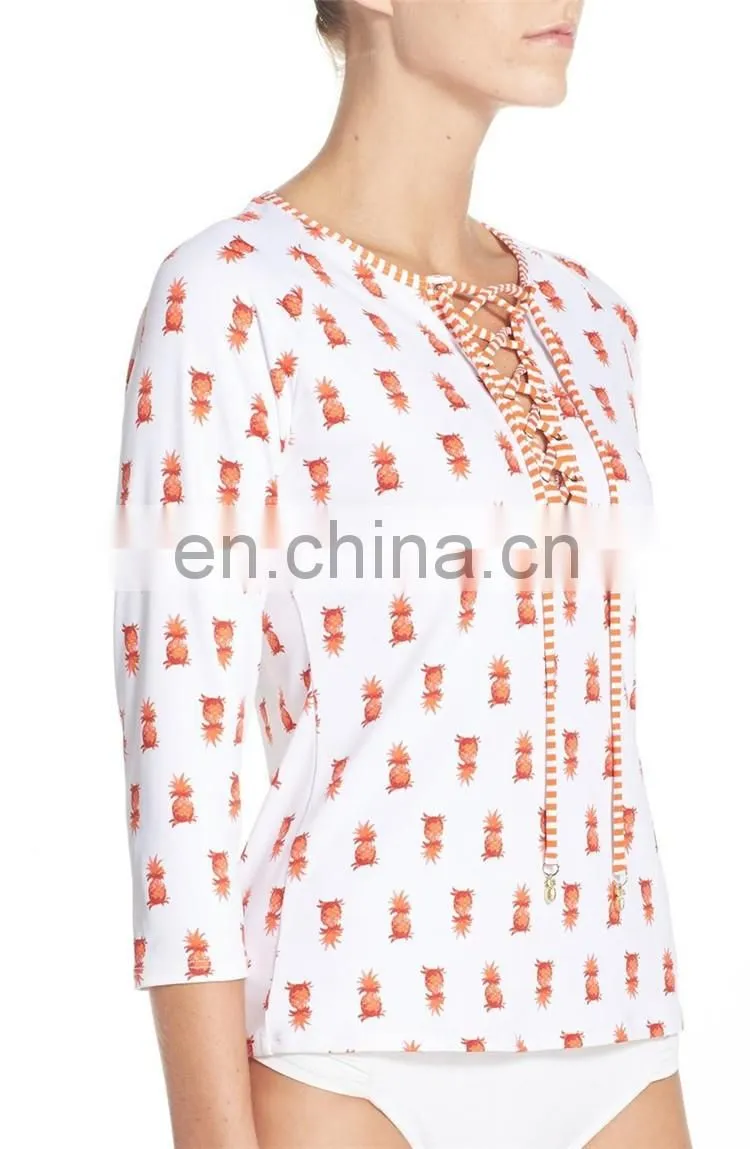 custom made sublimated long sleeve upf 50 women spandex lycra rash guard