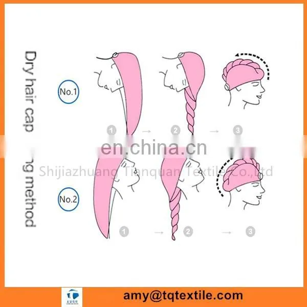 Hot Selling Qick-dry Hair Microfiber Drying Towel/ Microfiber Dry Hair Cap