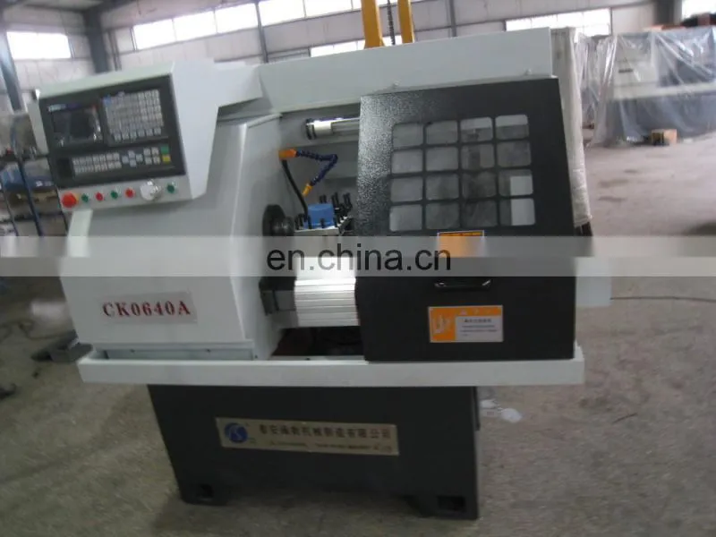 small cnc lathe CK0640A with collet chuck and automatic tool turret