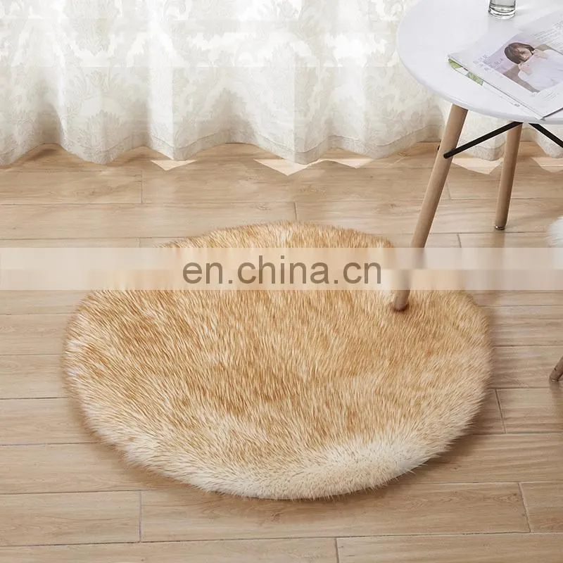 Luxury Home Decorative Long Pile Faux Fur Sheepskin Nature Shape Rug Carpet
