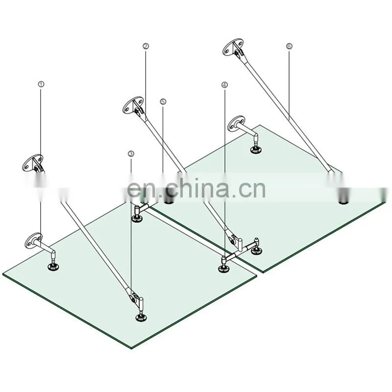 Wholesale Durable Glass Canopy Hardware Awning with stainless Steel SUS304 316 Satin Polish PVD Finish