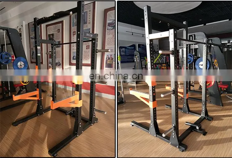 A multifunctional fitness machine squat horizontal push rack with single pull bar for the gym