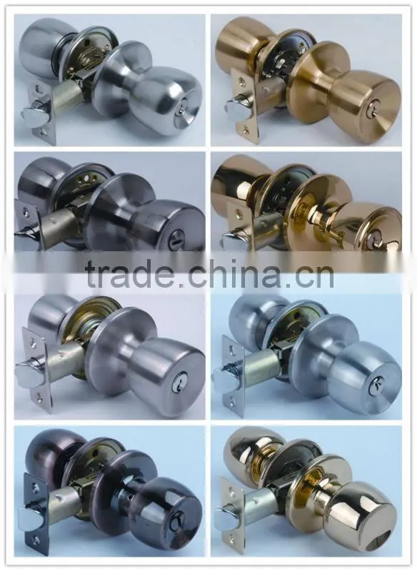 6361PB-ET:Trust ANSI Grade 3 Tubular Brass Knob lock with brass cylinder