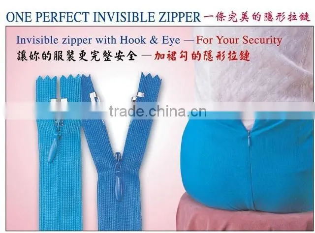 high quality KCC invisible close-end nylon zipper