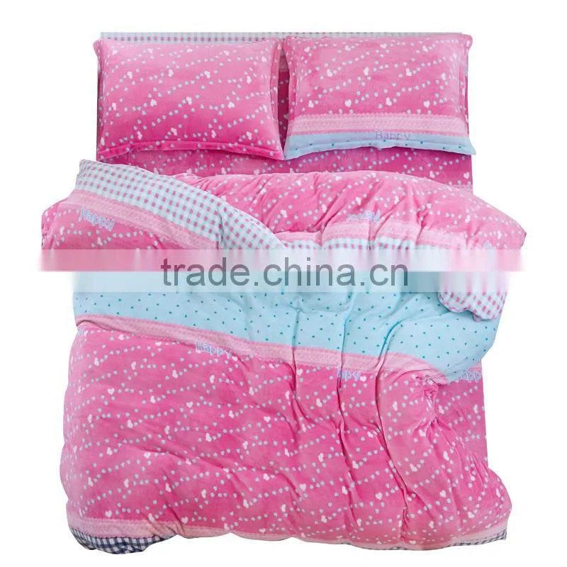 Wholesale price fashion pink children bedding sets queen flannel winter bedding sets