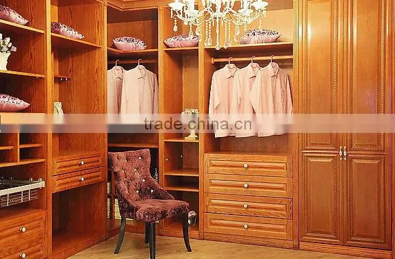 Open style solid wood wardrobe, bedroom wall cabinet
