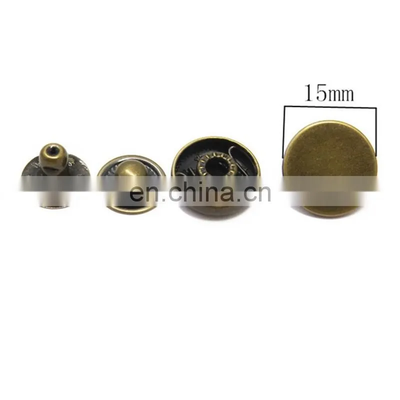Custom 15mm Round Metal Press Stud Fasteners Buttons