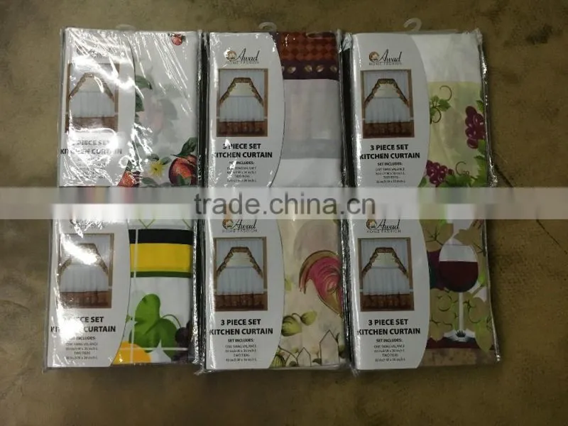 (STOCK)3PCS PRINTED MICROFIBER KITCHEN CURTAIN