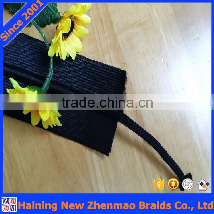 Knitted black draw cord string elastic band for sports wear