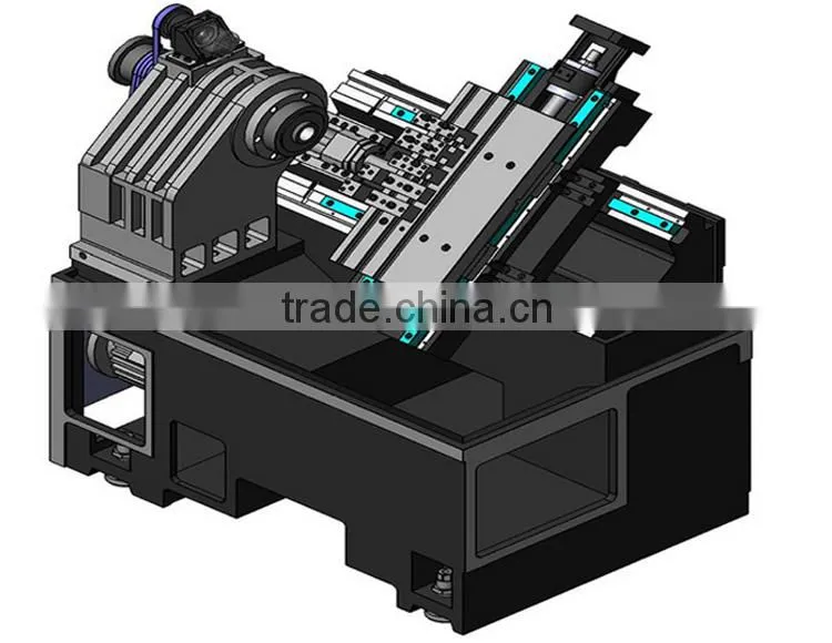 cnc lathe machine CKX36L slant bed design 5" hydraulic chuck gang tool living tool turret linear guideway