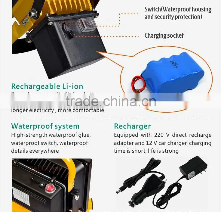 Die Casting Aluminium portable 30W battery China IP65 led rechargeable lights