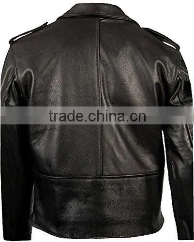 cowhide milled leather men cafe racer motorcycle jacket
