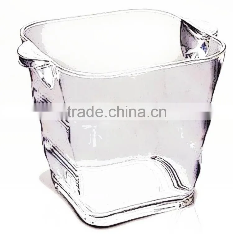 AS and Acrylic Square Wine Bucket, Plastic ice bucket, Clear,5L
