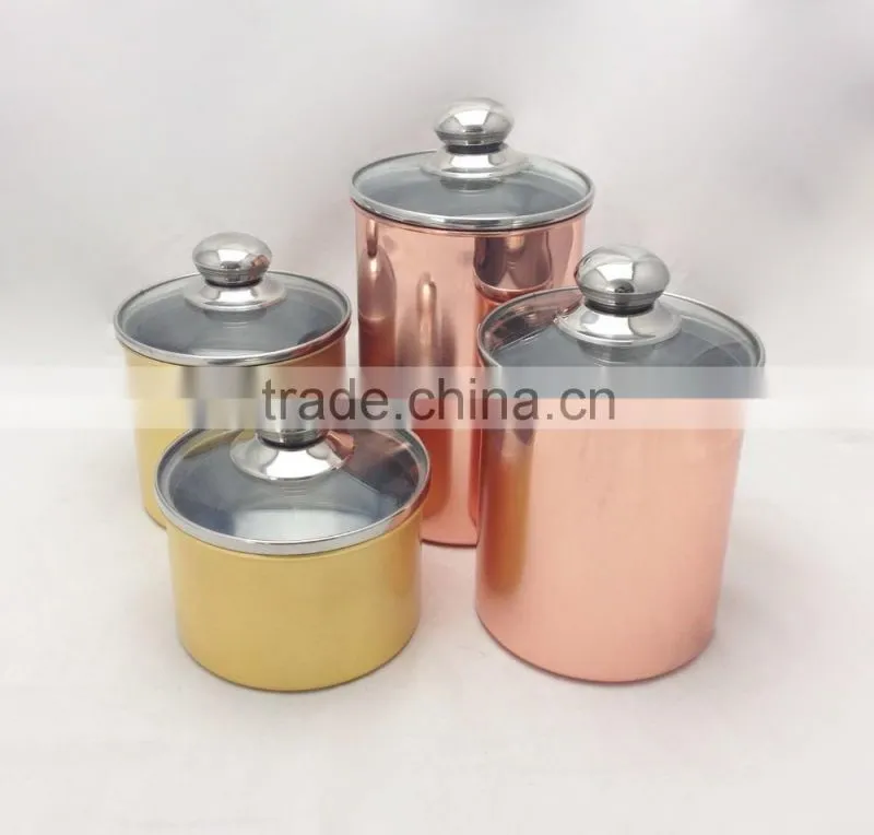 4-Piece canister sets with copper plated color