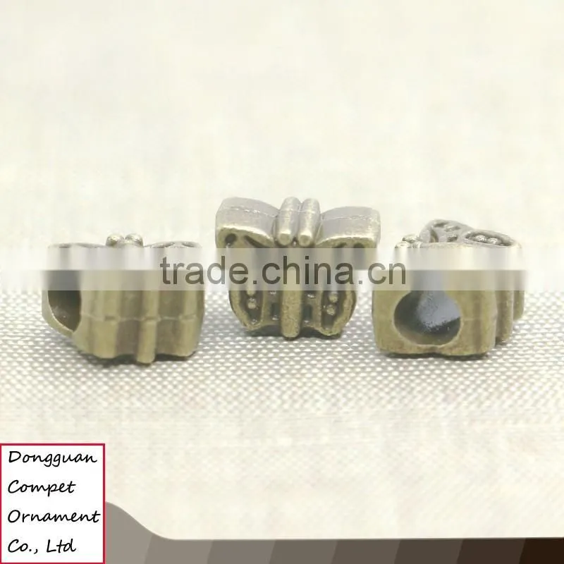 Wholesale zinc alloy large hole diy jewelry bronze butterfly pendant