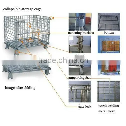 Galvanized folding foldable and stackable storage cage