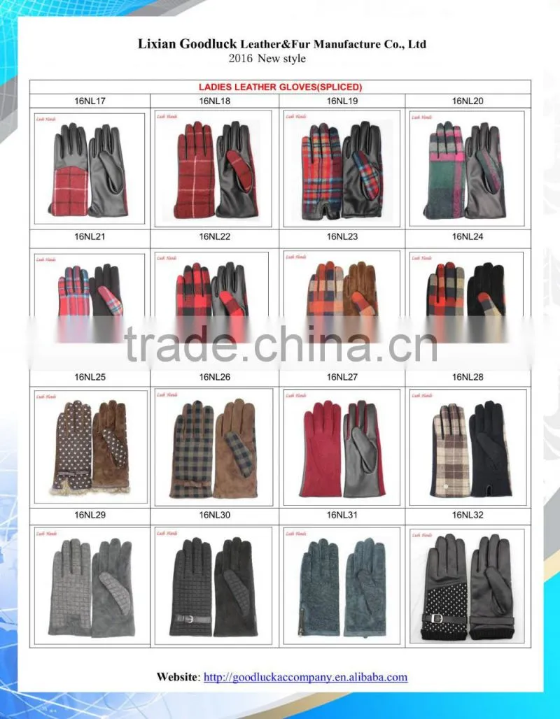 Warm plaid woolen gloves with fur cuff for women